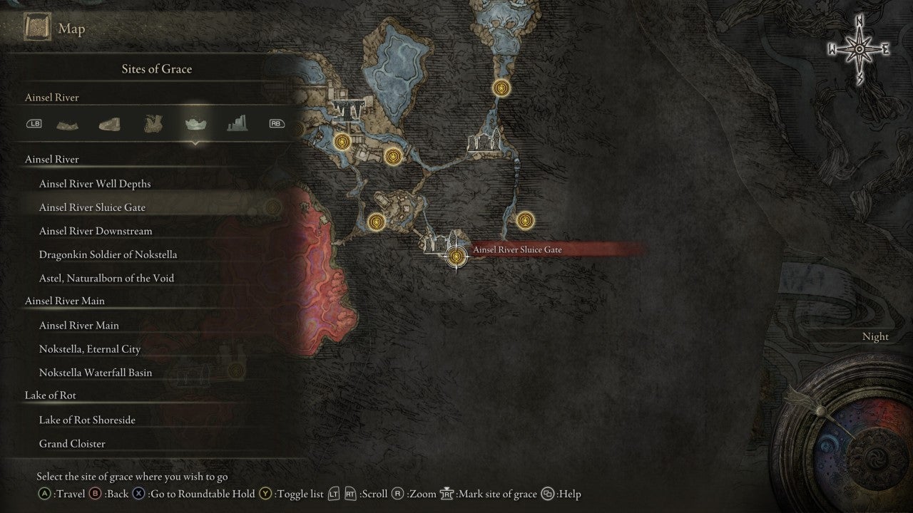 Ainsel River Sluice Gate Grace in Elden Ring