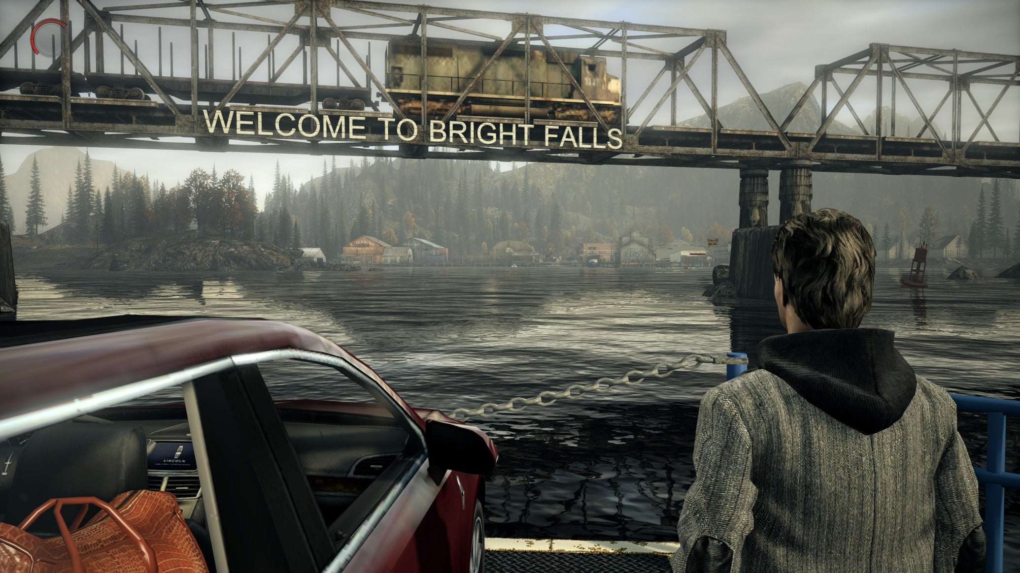 Кадр из игры Alan Wake с персонажем на пароме Кадр из игры Alan Wake с персонажем на пароме