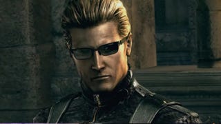 Closeup screenshot of Albert Wesker from Resident Evil 5.