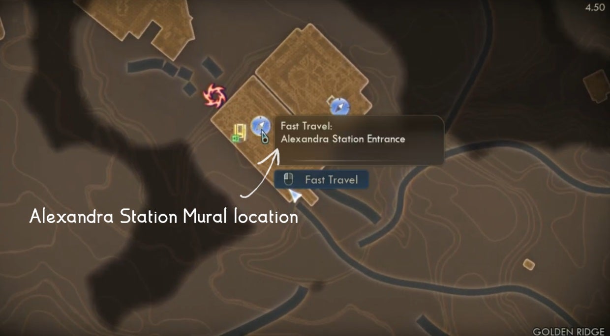 A map showing the location of the Alexandra Station Mural in The Outer Worlds 2. - 4