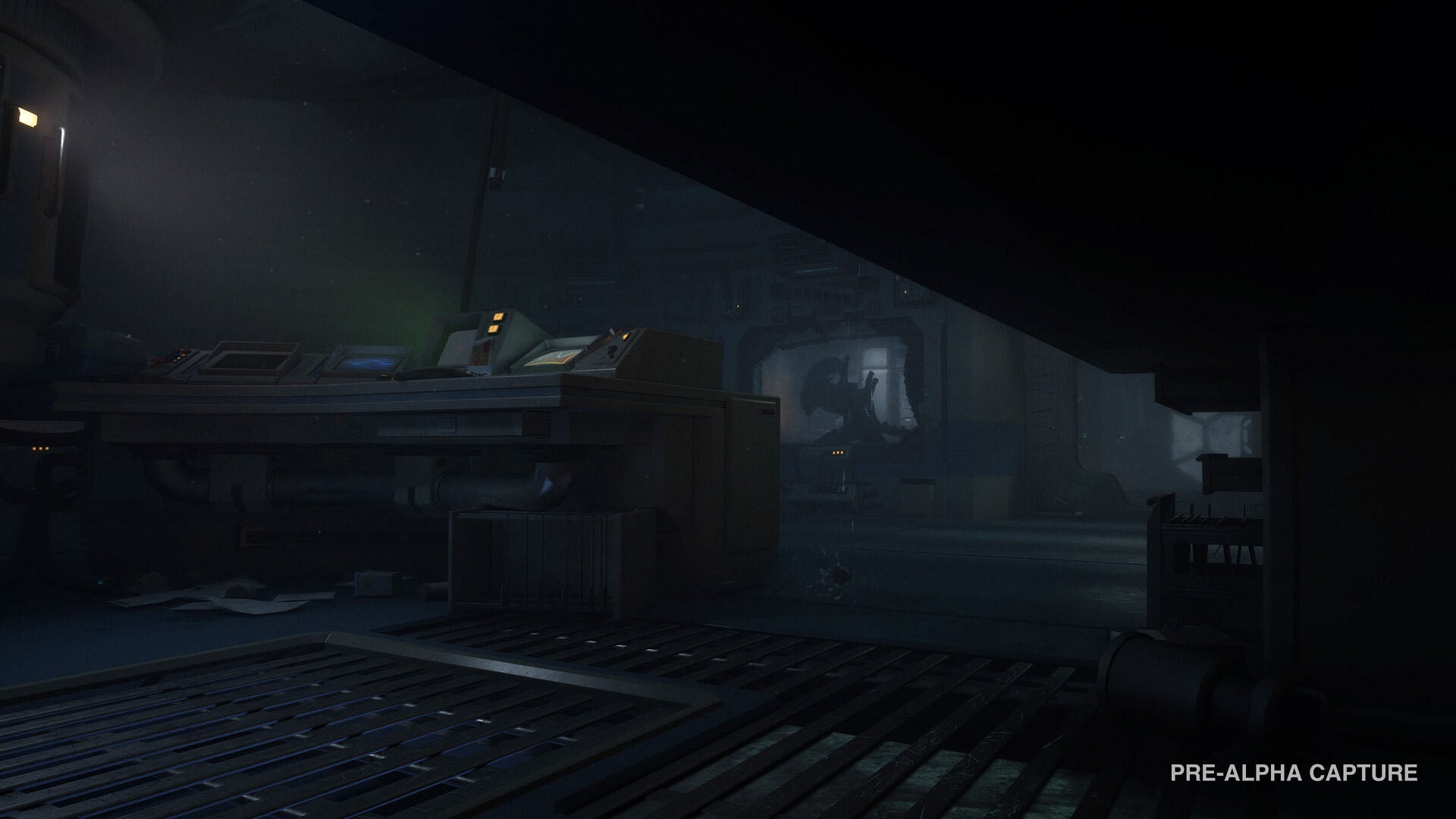 Hiding under a table in Alien: Isolation 2