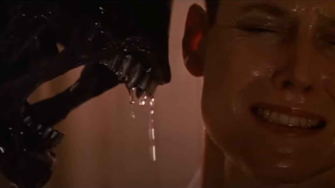 A Xenomorph alien is inches away from a terrified Ellen Ripley in Alien 3. - 10