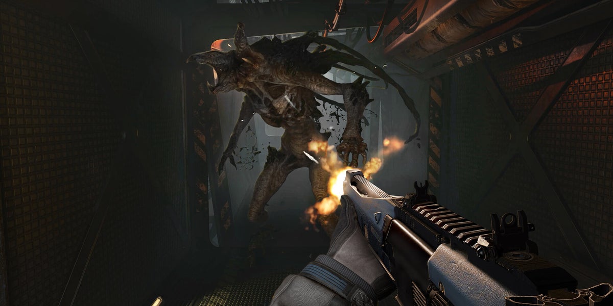 Rebellion return to their AvP roots with Alien Deathstorm an 80s sci-fi FPS with apocalyptic winds and some slightly naff alien
