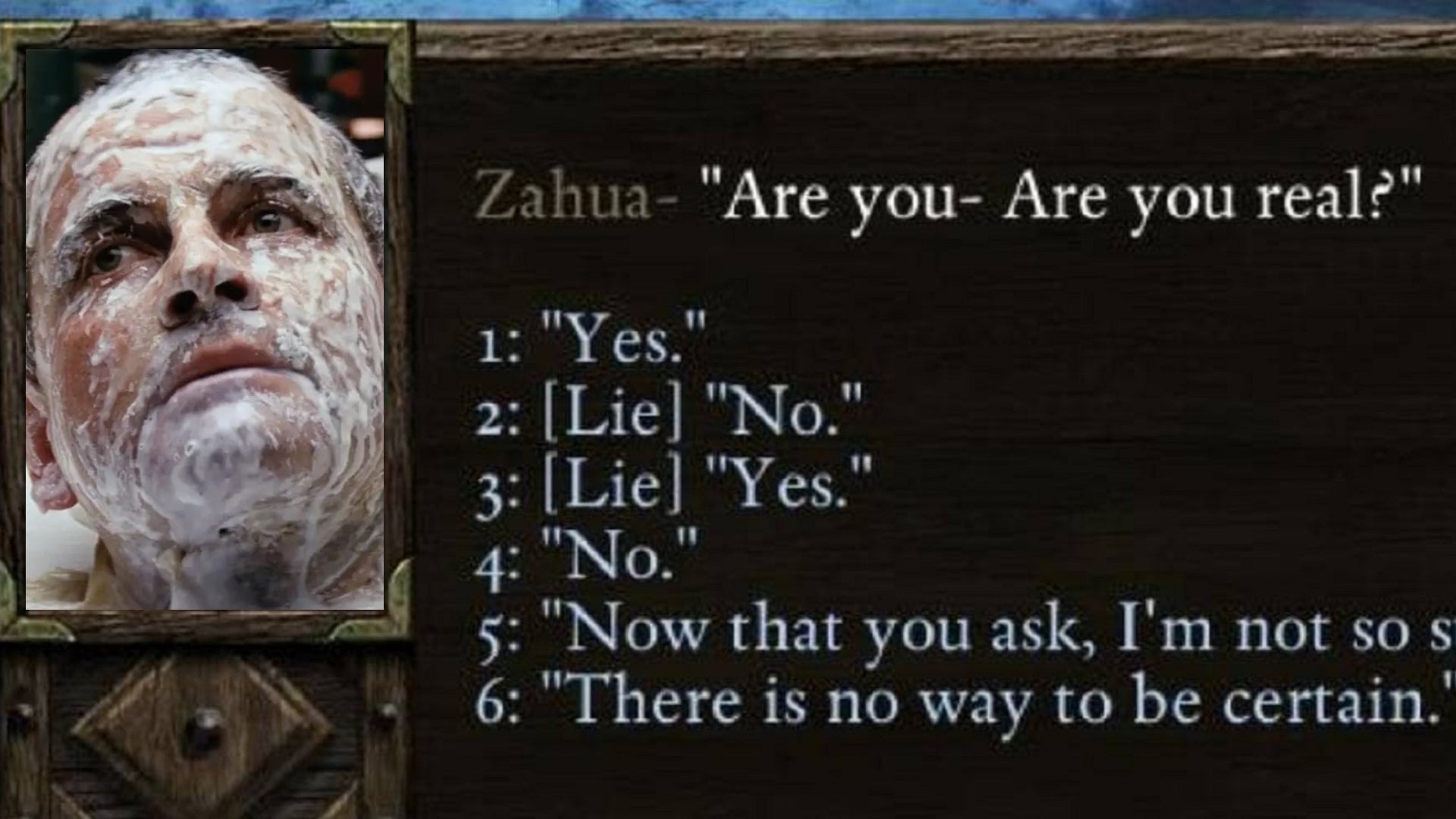 Custom header with Pillars of Eternity dialogue box with Aliens face inside