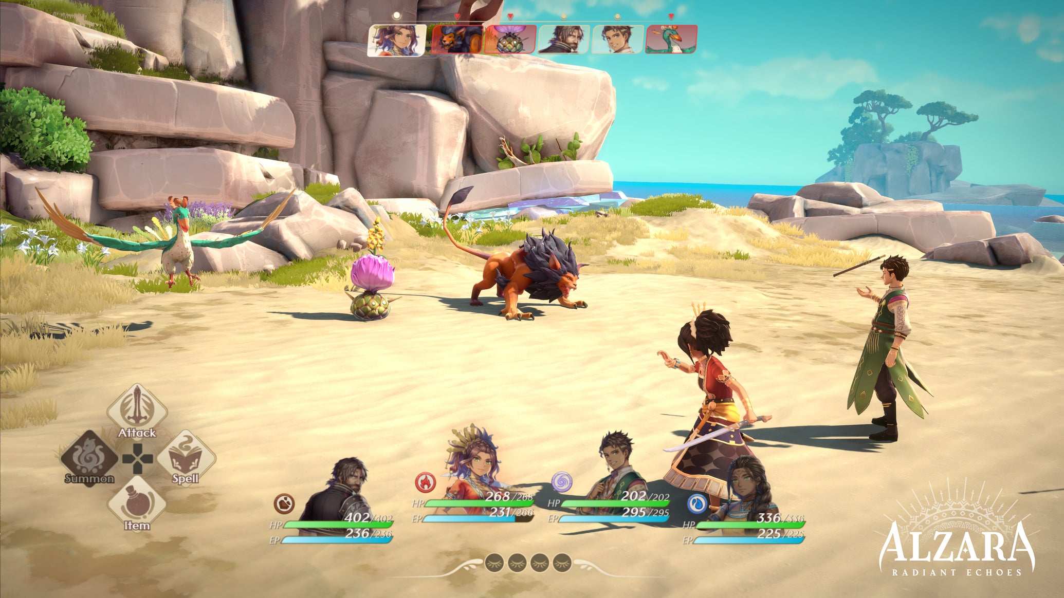 A party of heroes battle monsters in JRPG tribute Alzara Radiant Echoes - 1