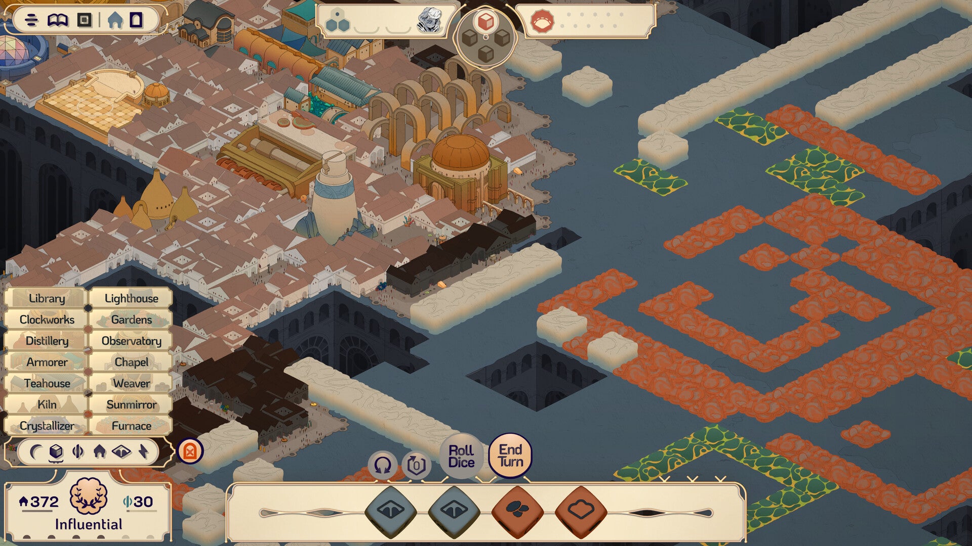 Coexist with a capricious, rusty moon in Amberspire, the new isometric city-builder from the creator of The Banished Vault