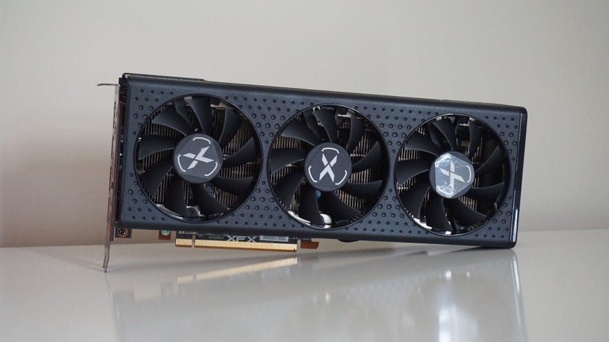 A photo of the AMD Radeon RX 6600 XT graphics card