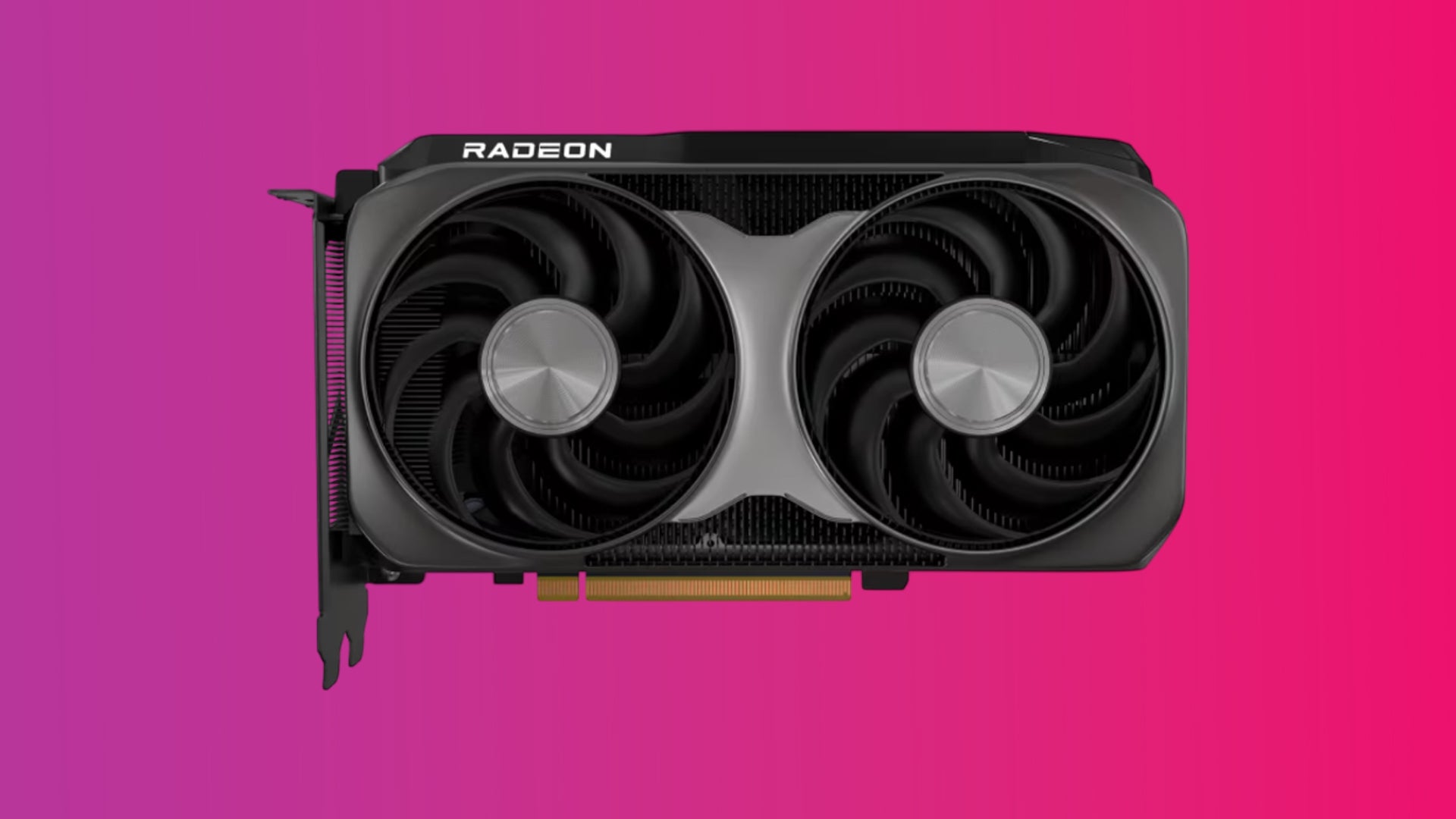 AMD RX 9060 XT graphics card render on a gradient background