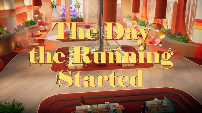 A title screen in American Arcadia, reading The Day the Running Started