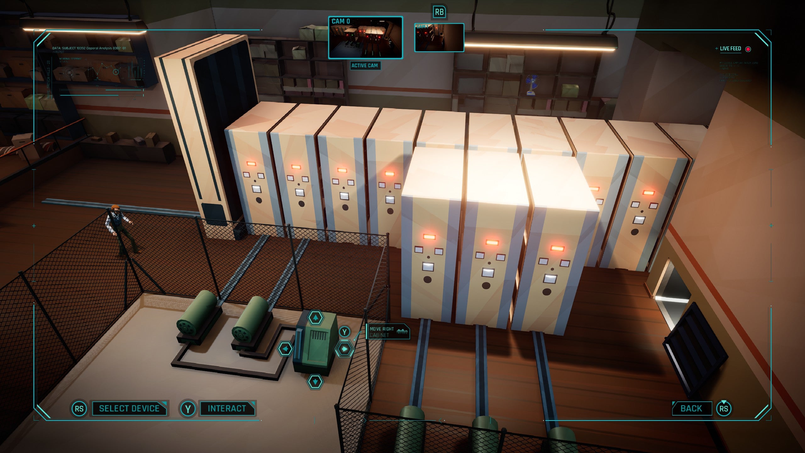 A series of what look like large filing cabinets bar the way of a small male character we can just about see. We have to move them around to find his way through. It&rsquo;s a puzzle.