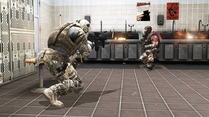 One soldier shoots another dead in an America’s Army: Proving Grounds screenshot.