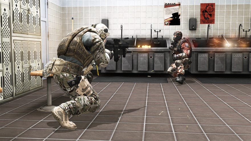 One soldier shoots another dead in an America’s Army: Proving Grounds screenshot.