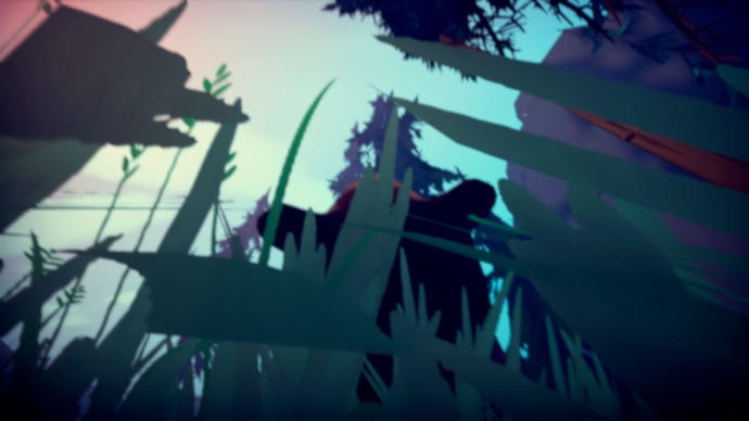 The player lies dying on the floor, attacked by a bear, in Among Trees