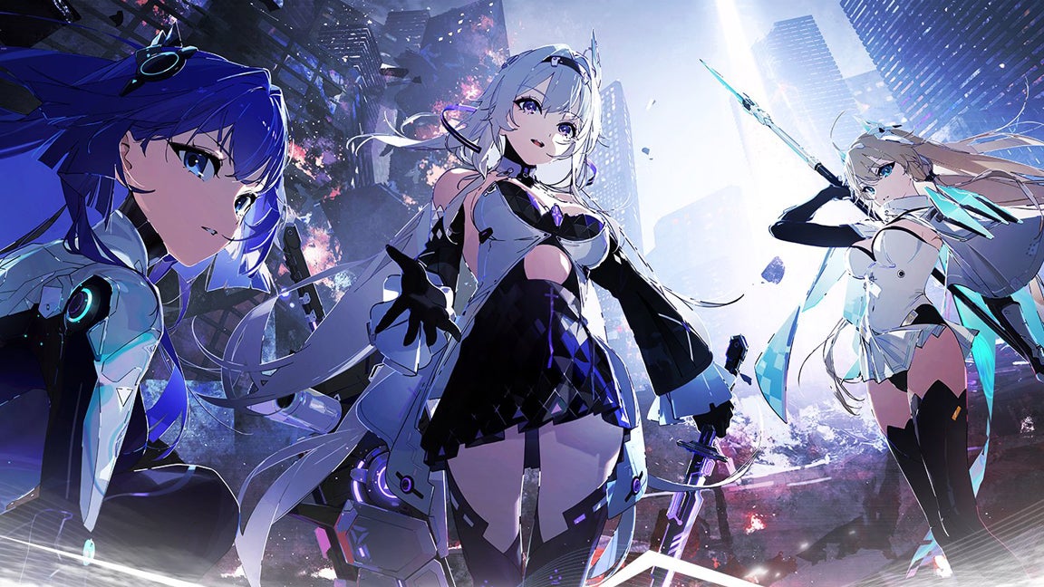 Artwork for the mobile game Anchor Panic showing the RPG's anime-inspired, female sci-fi characters.