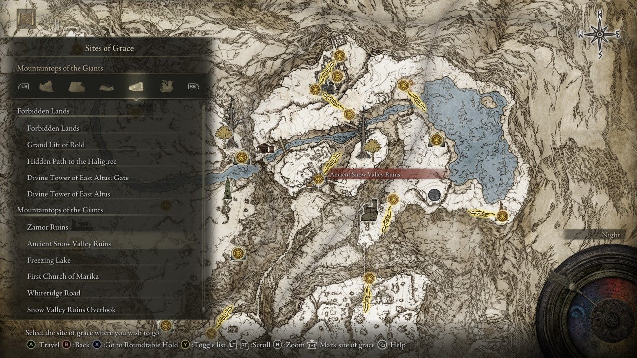 Ancient Snow Valley Ruins Grace in Elden Ring