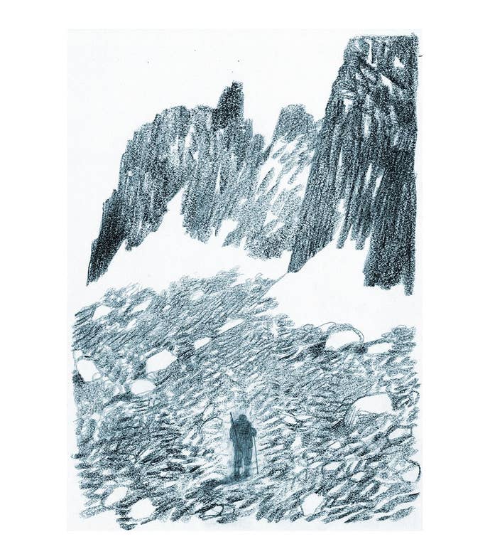 Andrea Serio’s Morena, an original sketch for the book “Il Peso della Farfalla” by Erri de Luca. Pencil and crayon.