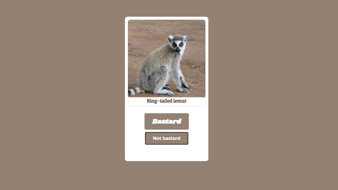 An image of a ring-tailed lemur, inviting you to consider whether it is a bastard or not.
