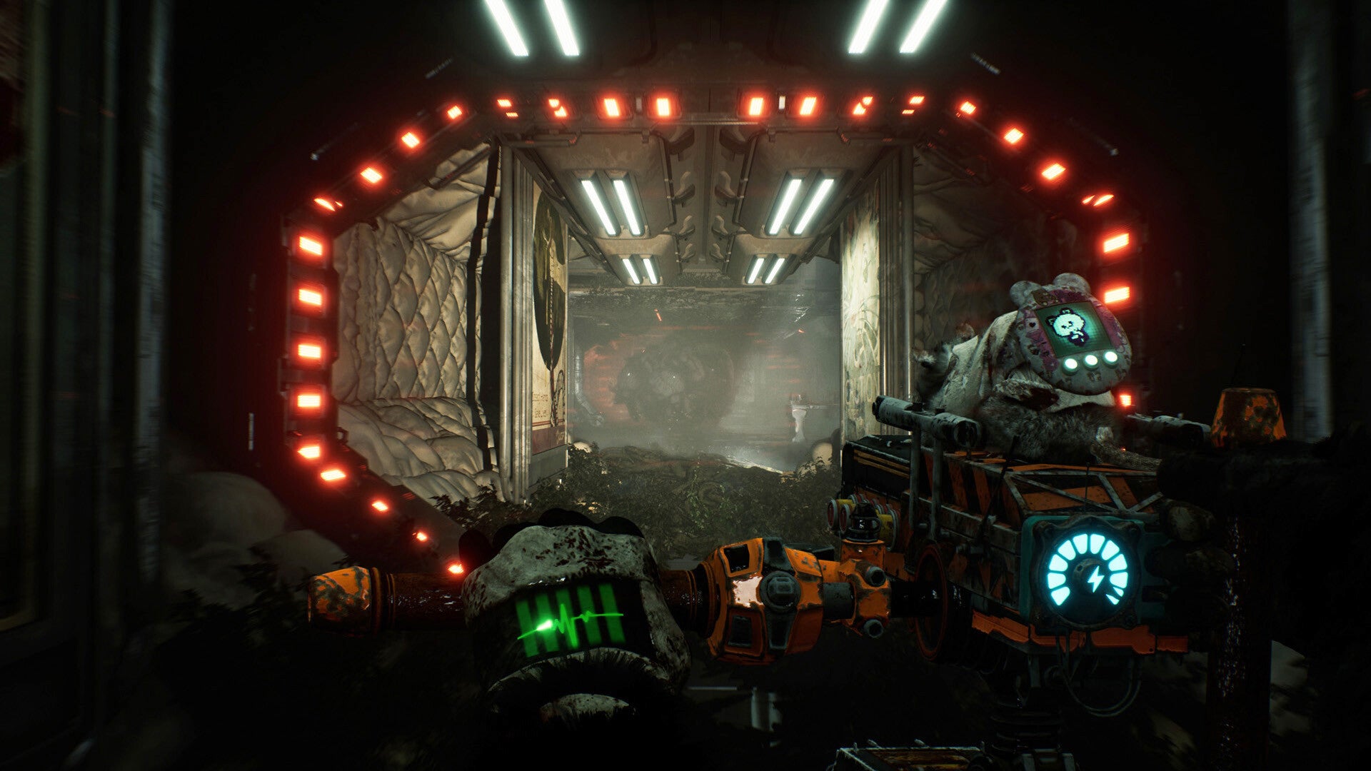 A tiny rat rides on a gravity gun in horror game Animal Use Protocol. - 1