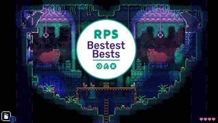 A screenshot from Animal Well that shows a heart-shaped underground level with an RPS Bestest Best badge flanked by capybaras.