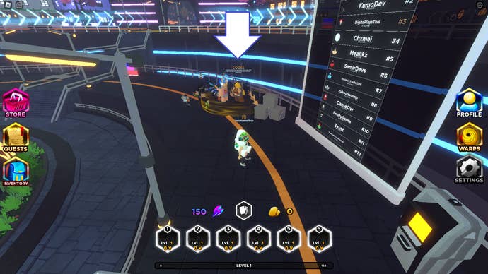 A screenshot from Anime Clash in Roblox showing the game's codes area.