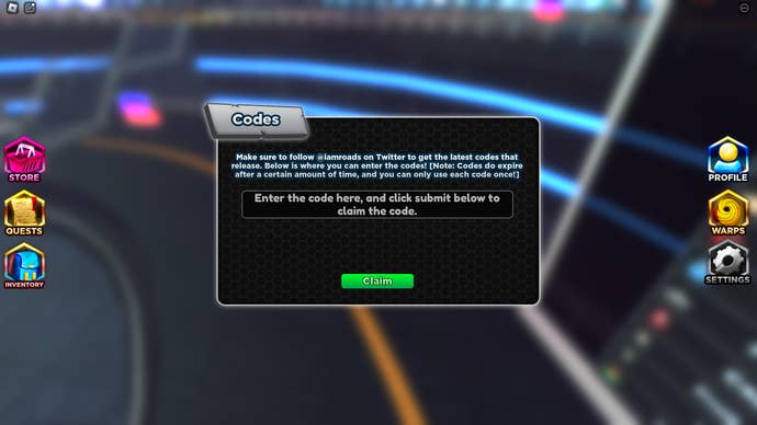 A screenshot from Anime Clash in Roblox showing the game's codes page.