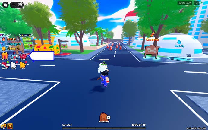 A screenshot of Anime Eternal in Roblox showing the game's shop button.