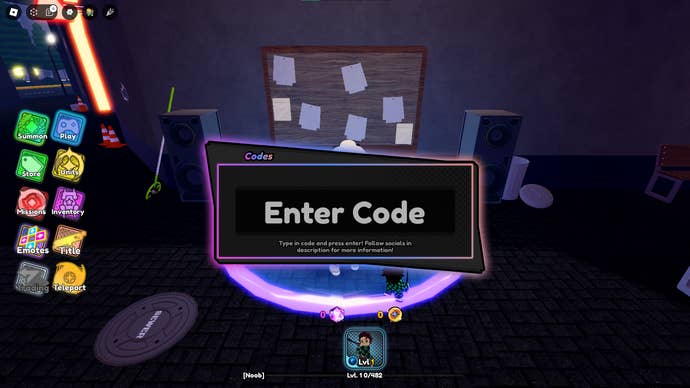 A screenshot from Anime Impact in Roblox showing the game's codes page.