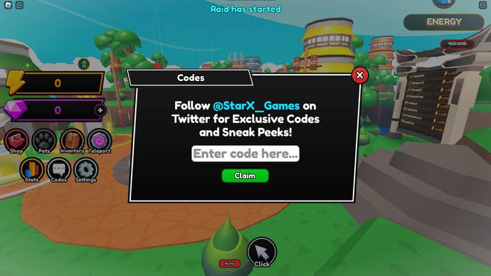 Anime Punch Simulator in Roblox’s code screen.