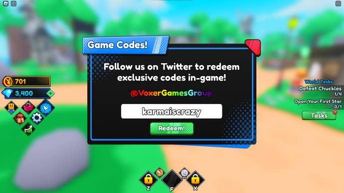 A screenshot from Anime Realms Simulator in Roblox showing the game's codes page.