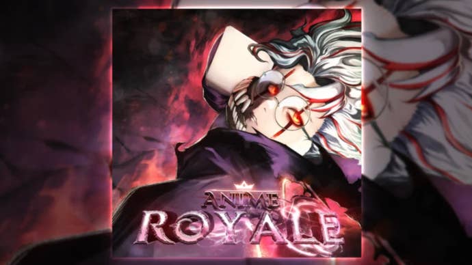 Artwork for the Roblox game Anime Royale, showing an anime-inspired character with red glowing eyes.