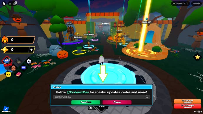A screenshot of Anime Strike Simulator in Roblox showing the game's code box.