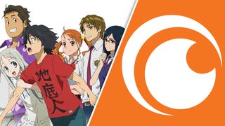 Artwork for the Anohana anime, showing the series' main characters, alongside the Crunchyroll logo.