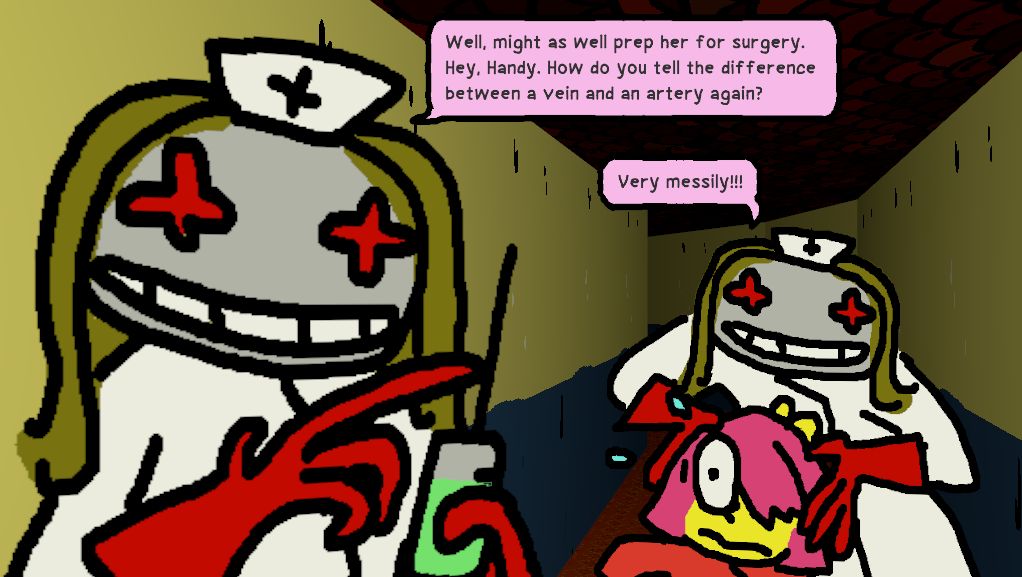 BB is grabbed by hostile nurses in Anthology of the Killer. - 1