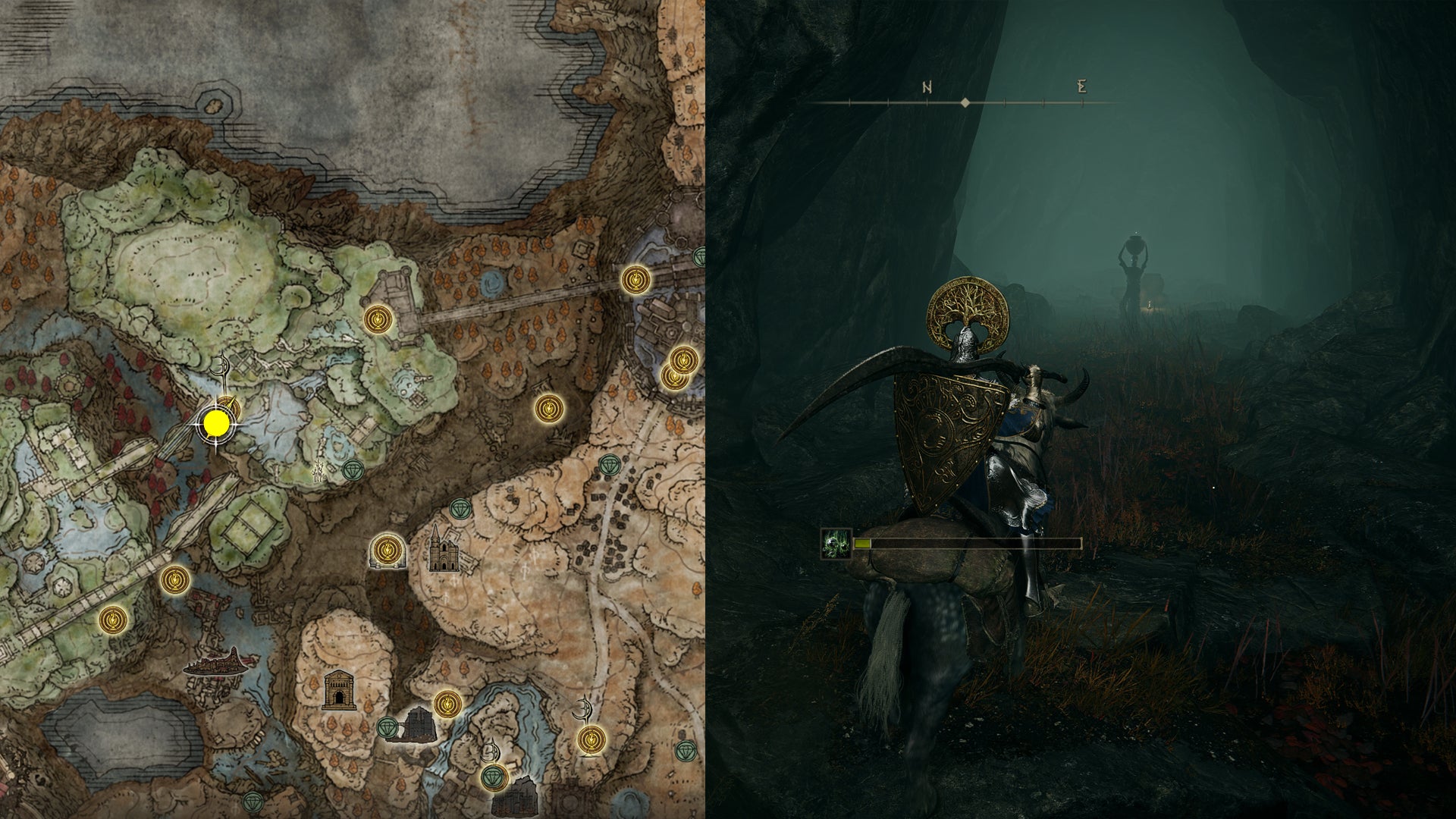 The location of Antiquity Scholar’s Cookbook [1] in Elden Ring.