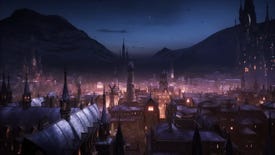 A spired and torchlit city at night in the region of Antiva in Dragon Age: Dreadwolf