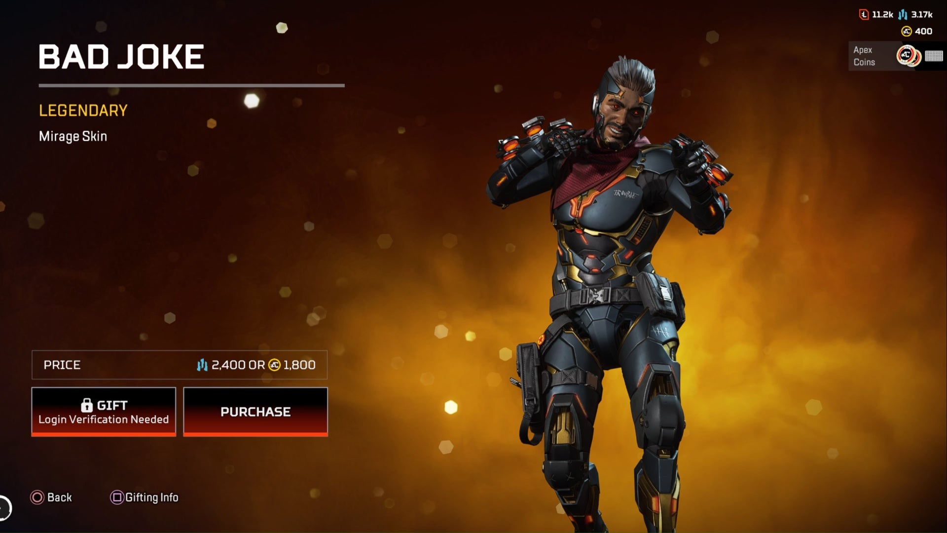 apex legends bad joke legendary mirage skin