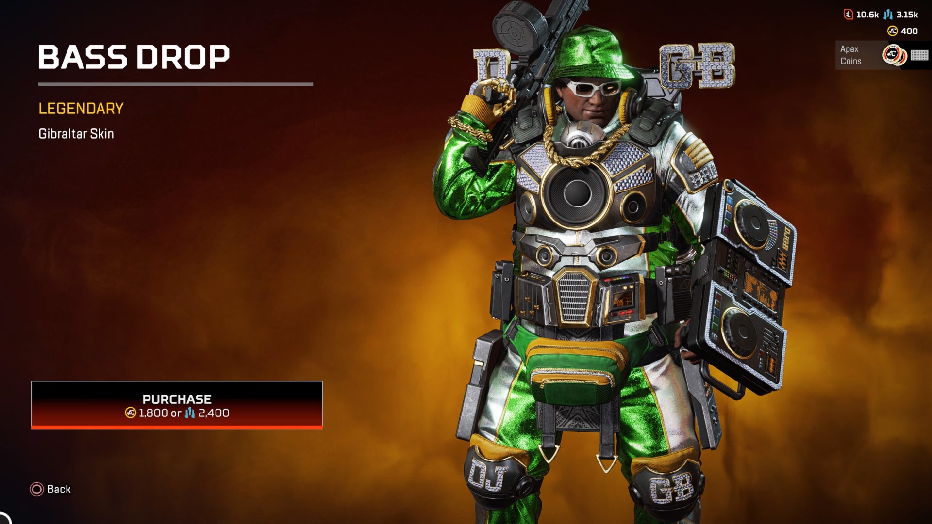 Apex Legends, Bass Drop Legendary Gibraltar Skin