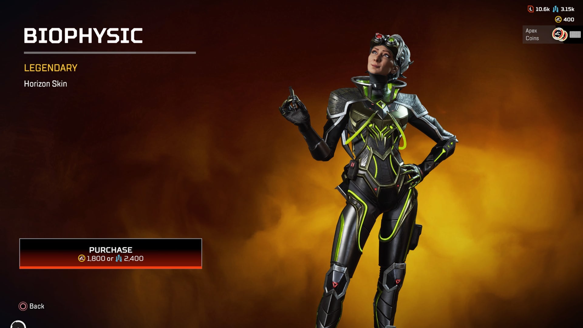 Apex Legends, Biophysic Legendary Horizon Skin.