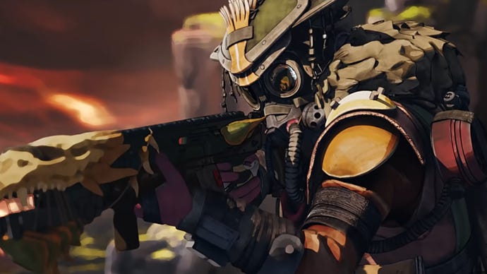 Bloodhound aims with their rifle in Apex Legends.