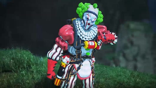 Apex Legends' caustic in a clown skin