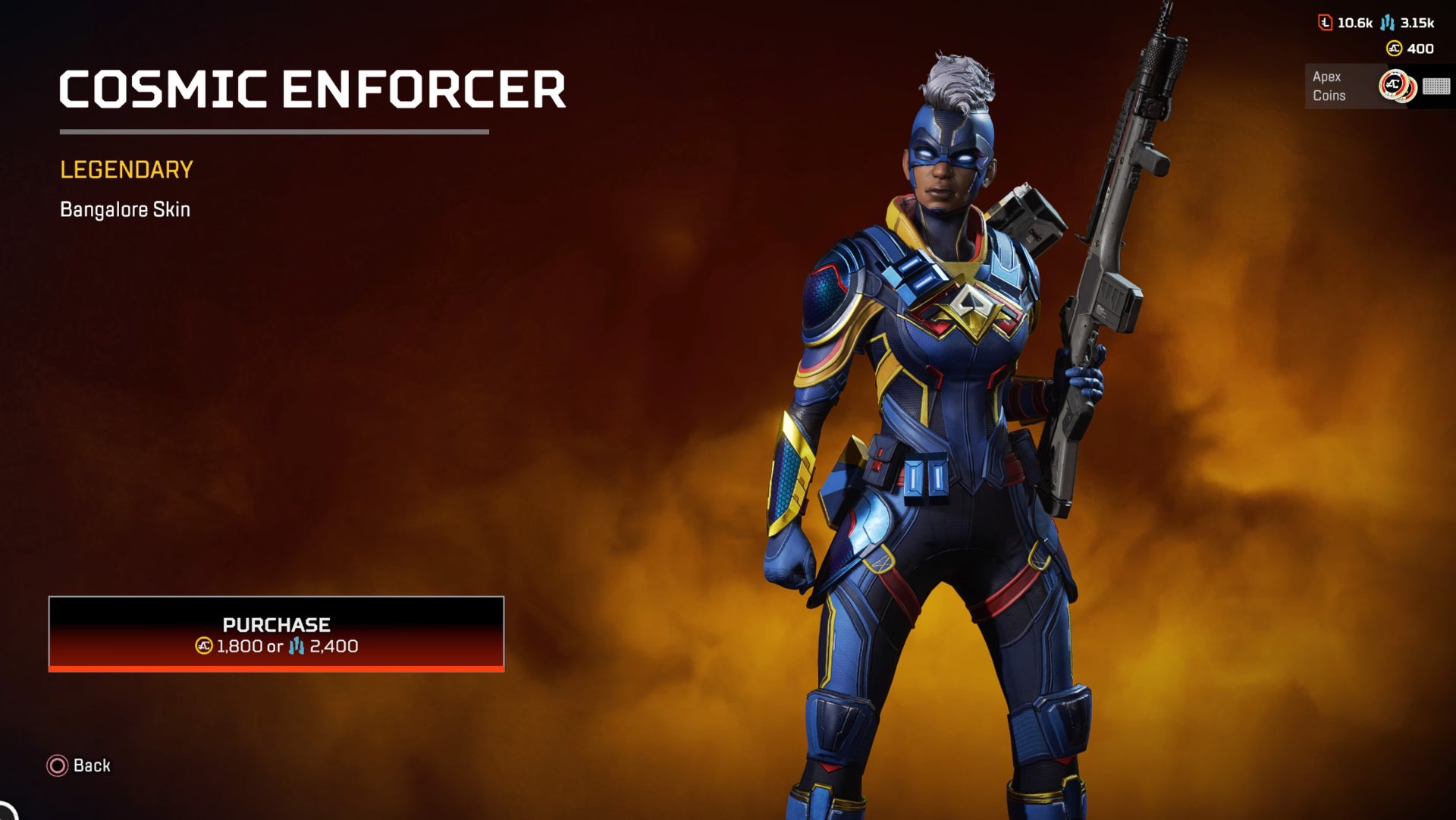 Apex Legends, Cosmic Enforcer Legendary Bangalore Skin