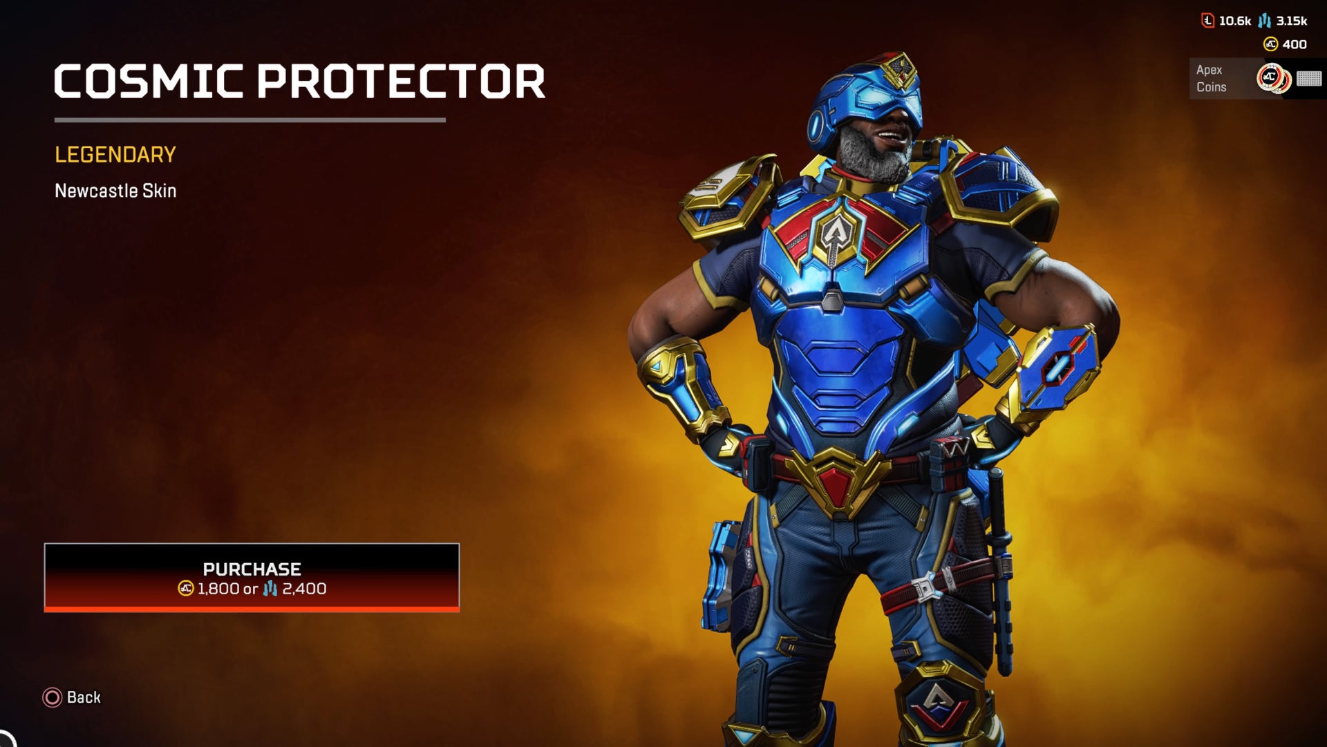 Apex Legends, Cosmic Protector Legendary Newcastle Skin.