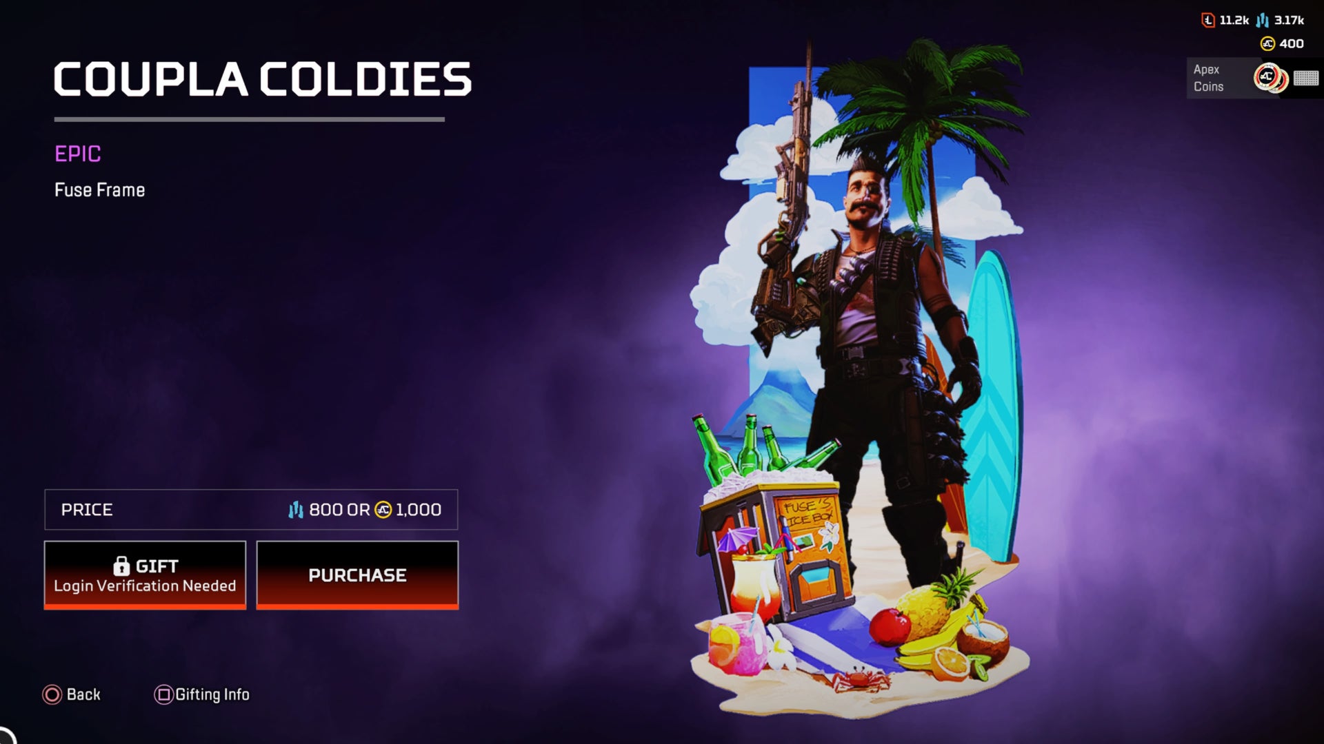 Apex Legends, Coupla Coldies epic Fuse frame