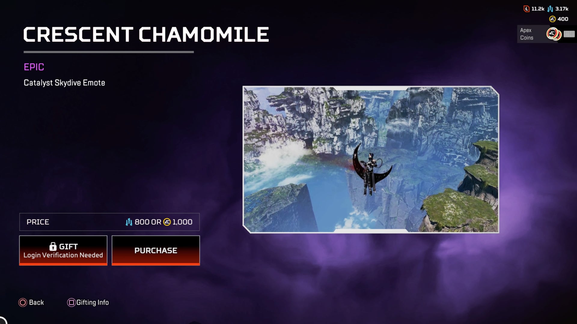 Apex Legends, Crescent Chamomile epic Catalyst skydive emote