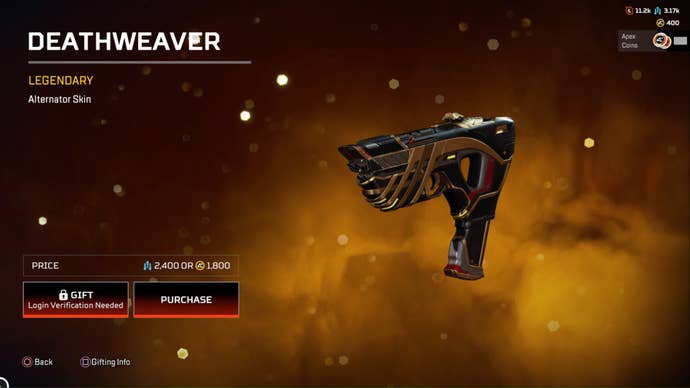Apex Legends Deathweaver Legendary Alternator Skin