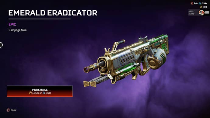 Apex Legends Emerald Eradicator Rampage Skin