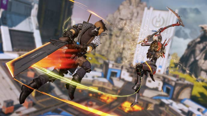 apex legends ff key art crypto and revenant battling with r2r5 swords