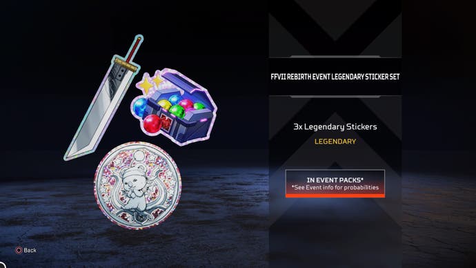 Apex Legends Final Fantasy Rebirth event legendary sticker set