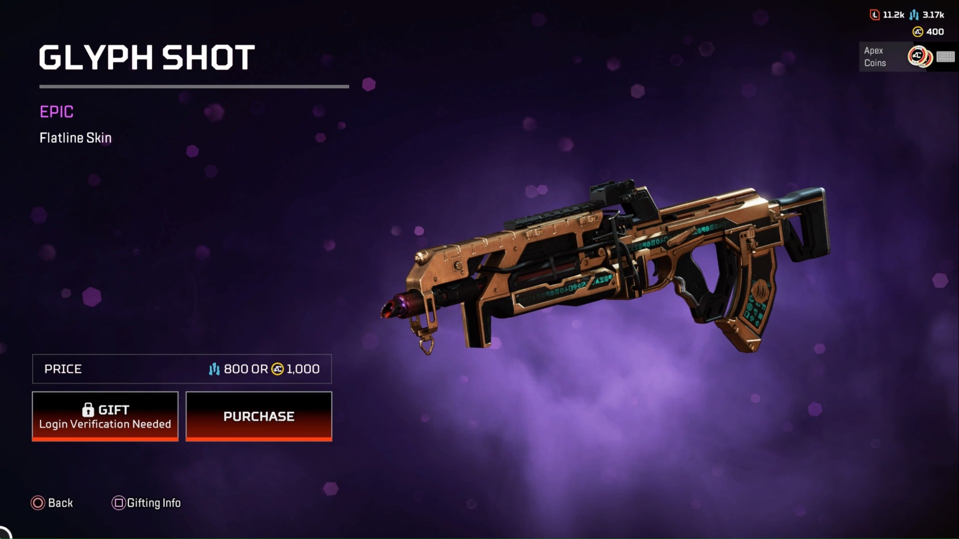 Apex Legends Glyph Shot Epic Flatline Skin