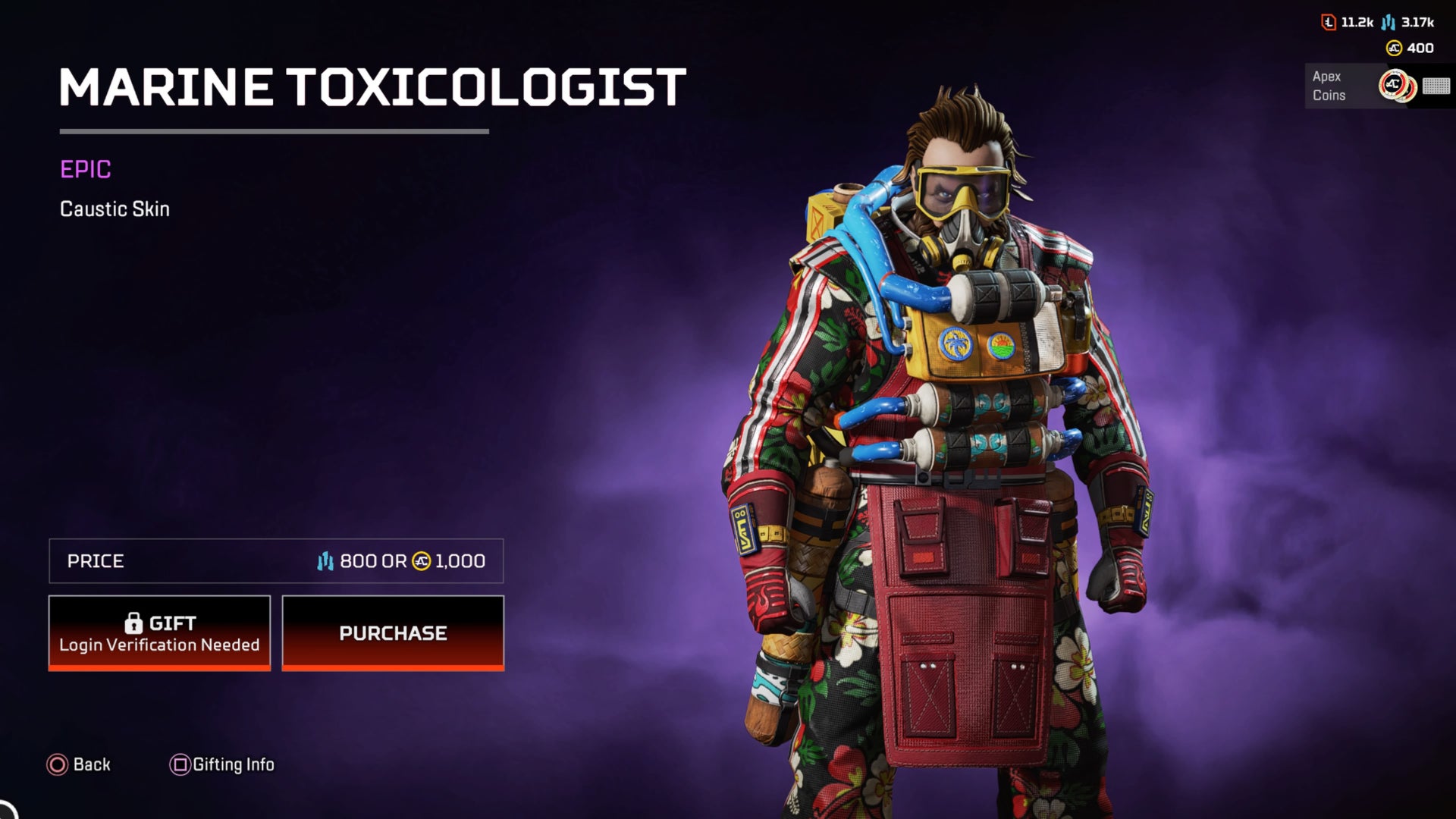 Apex Legends, Marine Toxicologist legendary Fuse skin
